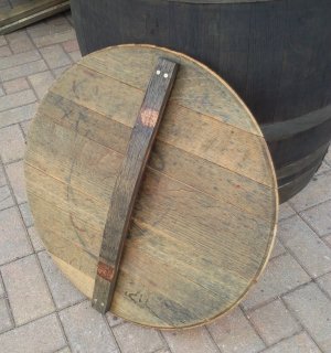 Deckel aus original Fassboden für Fass-Regentonne aus 300L-Eichenfass mit D. ca. 57-58cm Regentonnendeckel