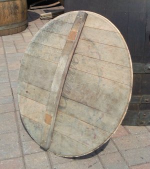 Deckel aus original Fassboden für Fass-Regentonne aus 300L-Eichenfass mit D. ca. 57-58cm Regentonnendeckel