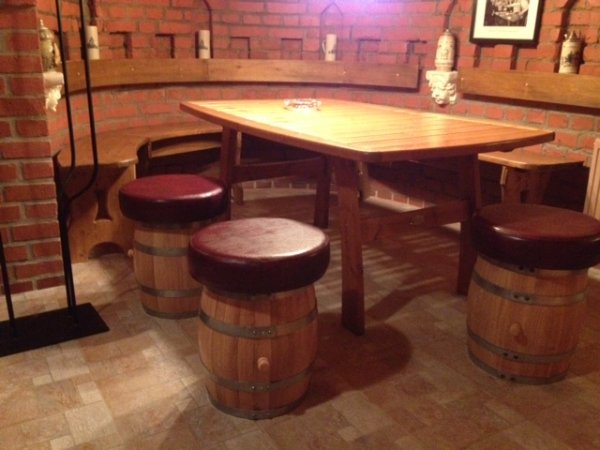 Fassbursche-Sitzhocker mit oder ohne Ledersitzkissen