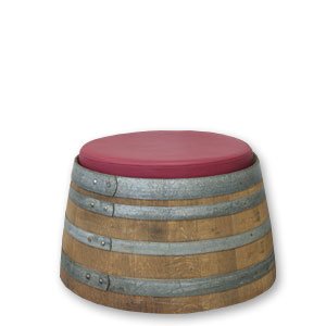 Fassprinzen - Fass - Sitzhocker Höhe 40-46cm, Durchmesser unten 69cm, Durchmesser oben 58cm.