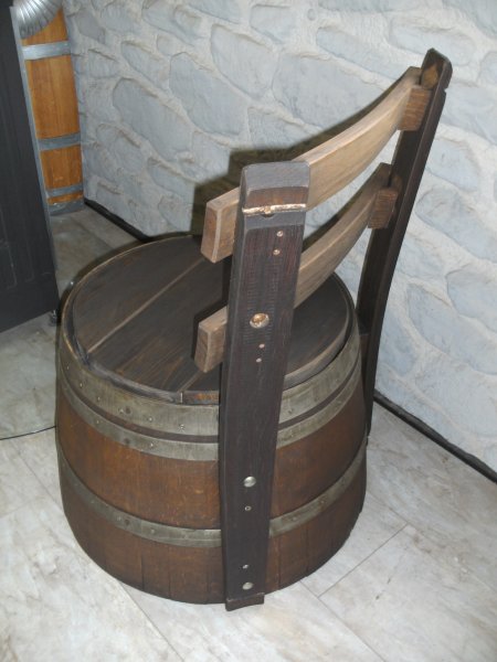 Fassprinzen mit Lehne Sitzhocker Fasssthul Fasssitz