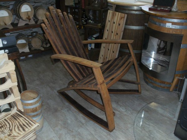 Schaukel - Fassdaubensessel - Relax mit Handlehnen fertig aufgearbeitet Fass - Stuhl Eichenfass Fasssesel Fassstiz