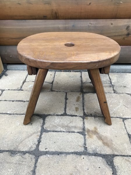 Sitzhocker - Vesko Höhe 25cm, Sitzfläche oval 35x25cm aus massivem Eichenfass - Fassdauben - und Fassboden - Holz