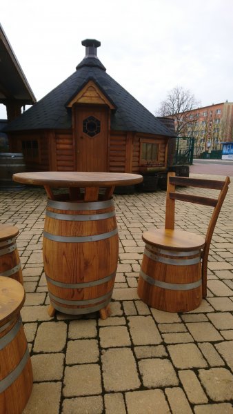 60L - Fasstisch - BICA Tischplatte D.80cm, H.85cm Tisch Esstisch Cafetisch Holztisch