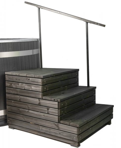 Comfort Family L neues rundes Badefass mir D. 200cm mit Kunststoffeinsatz und mit Außenofen für 6-8 Personen