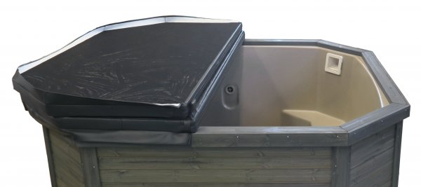 Premium GRANDY XL mit 42Kw TUBE Außenofen Neues Badefass mit Kunststoffeinsatz und Außenverkleidung nach Wunschfür 8-12 Personen