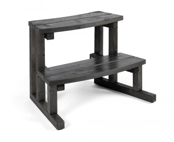 Rundtreppe STEP-IN mit zwei Stufen Badefass Einstiegstreppe aus Thermowood erweiterbar