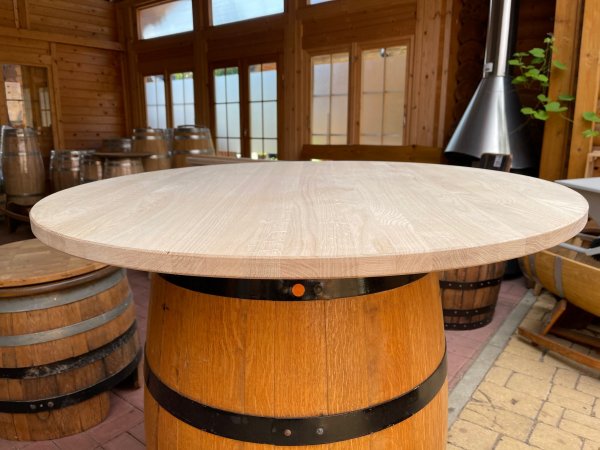 TP-ELH-LL-D.90-120x3-4 - Tischplatte mit D. 90-120cm und ca. 3/4-cm Stärke aus massivem Eichenholz