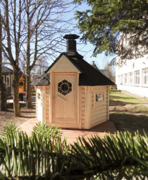 GKF045 4,5 m2 Grillkota, Fichte für ca. 6-10 Personen ohne Grill / mit Wunsch-Grill