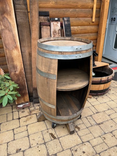 Fassbar Tisch - Aussteller Provence aus 225/300 Liter neuem oder gebrauchtem Eichenfass Holzfass Fass Fasstisch Bistrotisch Stehtisch