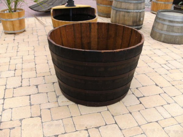 250 Liter Regentonne - Blumenkübel Miniteich aus original burbon Whiskyfass D.92cm, H.66cm
