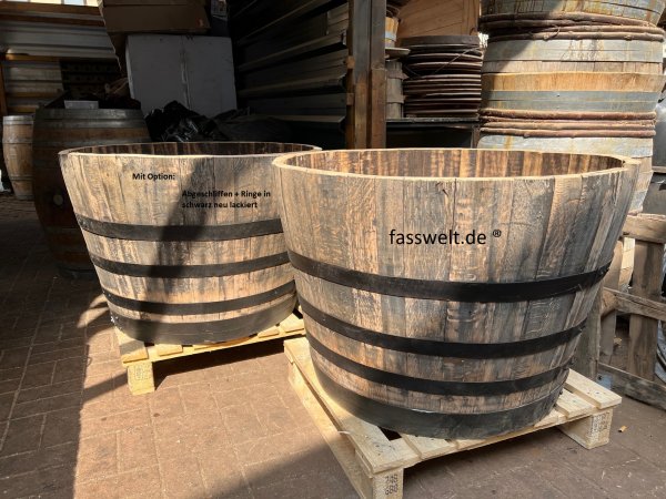 250 Liter Regentonne - Blumenkübel Miniteich aus original burbon Whiskyfass D.92cm, H.66cm