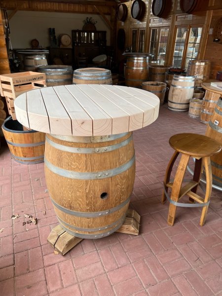 ALPEN ALM Fasstisch-Rustika Tischplatte D.100cm x H.10cm, Gesamthöhe ca. 120cm