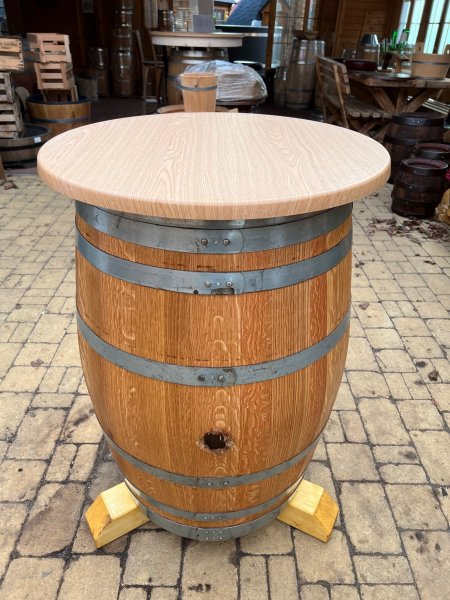 Werzalit Tischplatte Eiche - Hell rund, Durchmesser 60/70/80/90/105cm, Wetterfest Stärke Außenkante 26 mm Fasstischplatte