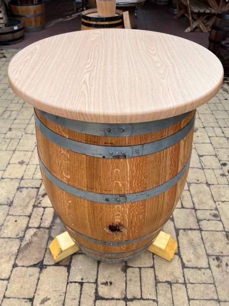 Werzalit Tischplatte Eiche - Hell rund, Durchmesser 60/70/80/90/105cm, Wetterfest Stärke Außenkante 26 mm Fasstischplatte