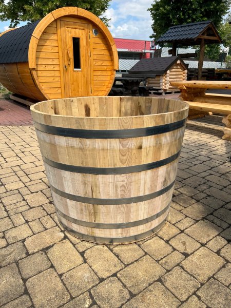 BKK100 ca. 500 Liter Blumenkübel aus neuem Kastanienholz Olivenbaum Fass Saunatauchbecken Pflanzfass Holzfass Kastanienfass Pflanzkübel