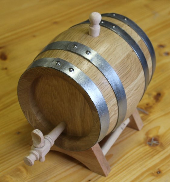 1 Liter Eichenfass innen roh und geschmackgebend Böttcherware Schnapsfass Weinfass Whyskifass Holzfass