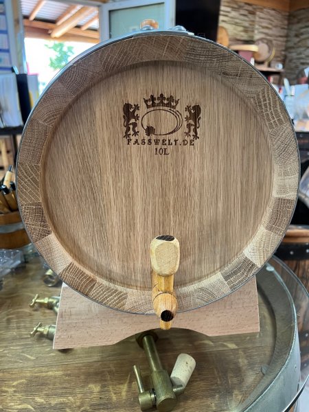 10 Liter Eichenfass innen roh und geschmackgebend Böttcherware Schnapsfass Weinfass Whyskifass Holzfass