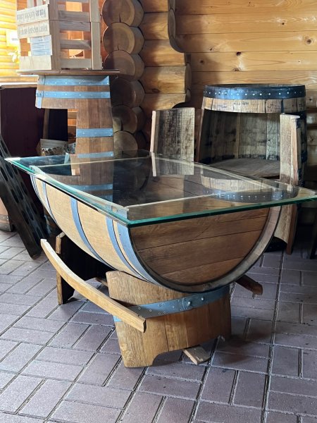 115Liter - Couch Halbfasstisch - VINEA mit Glas-Tischplatte 130x70cm