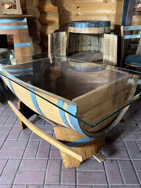 115Liter - Couch Halbfasstisch - VINEA mit Glas-Tischplatte 130x70cm