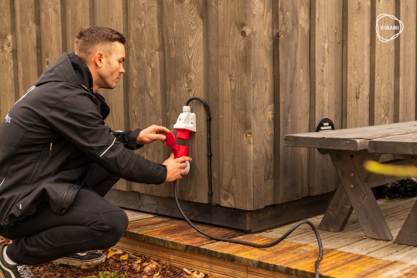 ORIGINAL Kirami FinVision - sauna S Nordic misty Außensauna Gertensauna Holzsauna Sauna mit Elektroofen fertig montiert