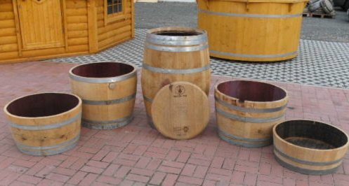 20 L - 100 L Fassabschnitt / Fasshälfte - KONFIGURATOR - mit D.70-100cm,H.45-80cm Blumenkübel Eichenfass Holzfass Miniteich Wasserfass Regentonne