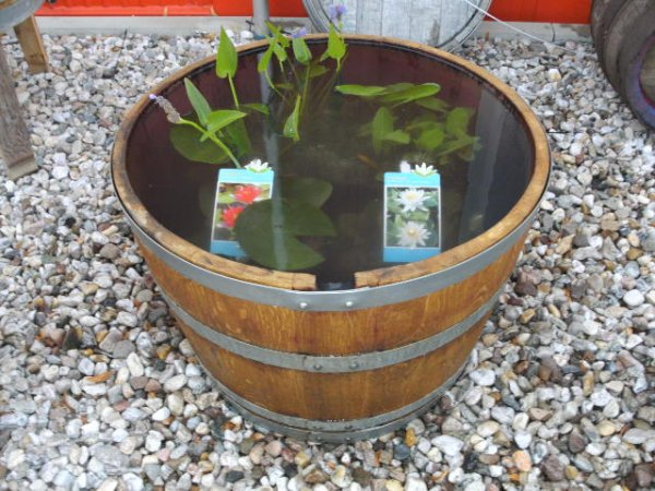 20 L - 100 L Fassabschnitt / Fasshälfte - KONFIGURATOR - mit D.70-100cm,H.45-80cm Blumenkübel Eichenfass Holzfass Miniteich Wasserfass Regentonne