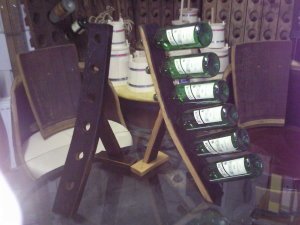 7-er Weinstock, originales Weinregal aus Weinfassdaube für7 Fl.