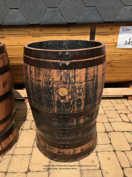ca. 110 Liter Fassabschnitt Fasshälfte Halbfass Blumenkübel Miniteich aus Whiskyfass Eichenfass Fassregentonne Holzfass