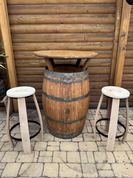 Fass Barhocker M10 Fassbarhocker mit Wunsch - Logo Stehtischhocker Sitzhocker Stuhl Holzstuhl Holzhocker Sitz Hocker