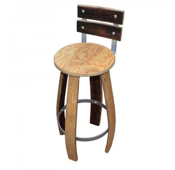 Fass Barhocker M8 Fassbarhocker mit Rückenlehne und mit Wunsch - Logo Stehtischhocker Sitzhocker Stuhl Holzstuhl Holzhocker Sitz Hocker