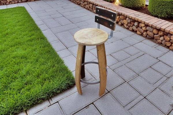 Fass Barhocker M8 Fassbarhocker mit Rückenlehne und mit Wunsch - Logo Stehtischhocker Sitzhocker Stuhl Holzstuhl Holzhocker Sitz Hocker