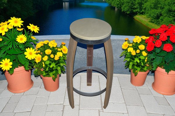 Fass Barhocker M7 Fassbarhocker mit Wunsch - Logo Stehtischhocker Sitzhocker Stuhl Holzstuhl Holzhocker Sitz Hocker