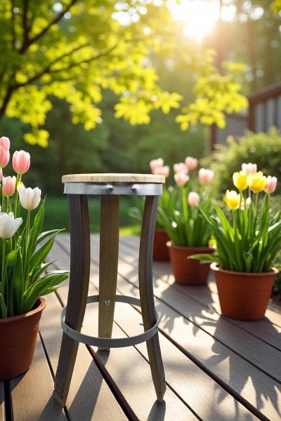 Fass Barhocker M6 Fassbarhocker mit Wunsch - Logo Stehtischhocker Sitzhocker Stuhl Holzstuhl Holzhocker Sitz Hocker