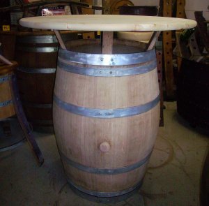 Fasstisch - BORDEAUX, Tischplatte D.80cm, H.110-115cm