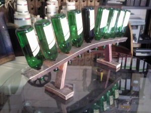 9-er Weinbrücke-hell, originales Weinregal aus Weinfassdaube