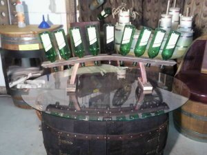 9-er Weinbrücke-dunkel, originales Weinregal aus Weinfassdaube