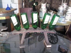 5-er Weinbrücke-hell, originales Weinregal aus Weinfassdaube