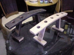 5-er Weinbrücke-dunkel, originales Weinregal aus Weinfassdaube