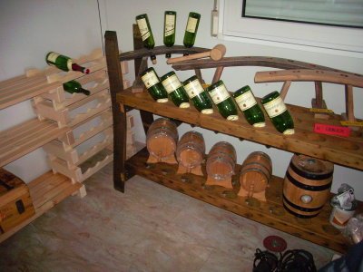 60-er MOSEL-Champagner Weinregal - für 60 Flaschen, Eichenfass