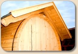 D3020V10 SAUNAFASS, FASSSAUNA mit Vorraum 3m Länge und 2m D.