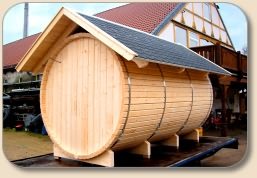 D3020V10 SAUNAFASS, FASSSAUNA mit Vorraum 3m Länge und 2m D.