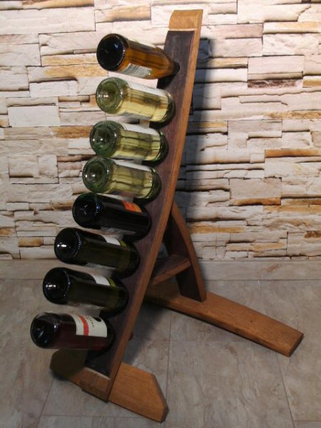 8-er Weinstock, originales Weinregal aus Weinfassdaube für 8 Fl