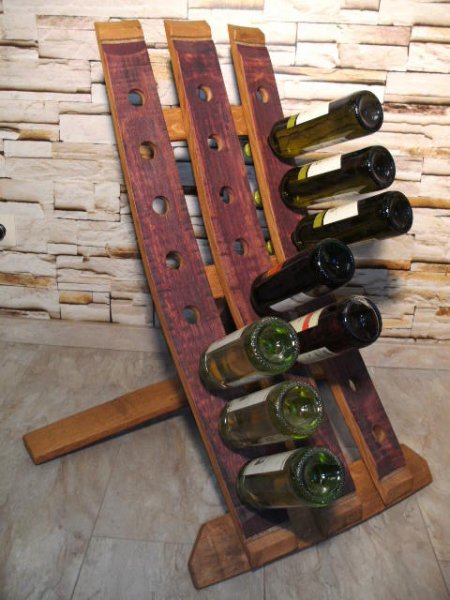 24-er Weinstock, originales Weinregal aus Weinfassdaube für 24Fl
