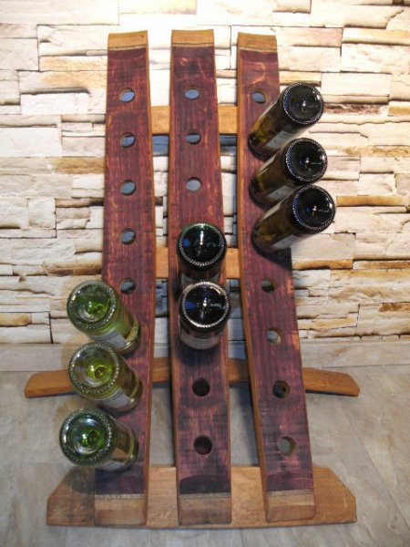 24-er Weinstock, originales Weinregal aus Weinfassdaube für 24Fl