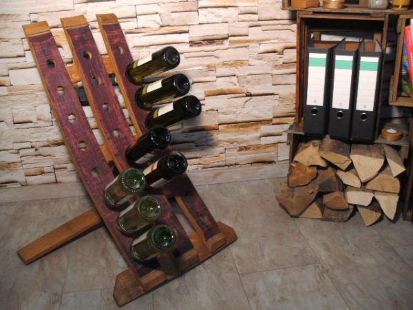 24-er Weinstock, originales Weinregal aus Weinfassdaube für 24Fl