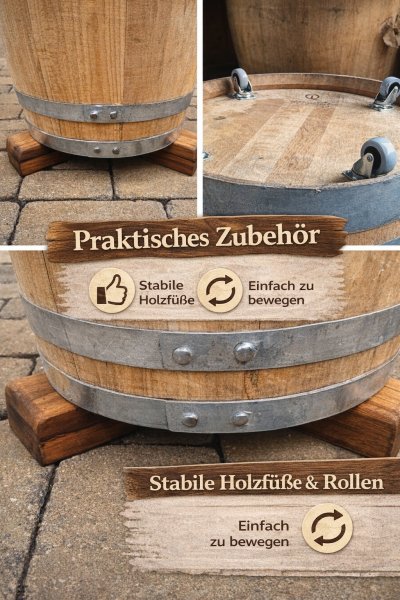 100 Liter neues Kastanienholzfass H.79cm, D.53cm-Holzfass Dekofass Wasserfass Gartenfass Kastanienfass