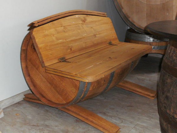 Fasssitzbank - Silvaner aus massivem gebrauchten Eichenholzfass