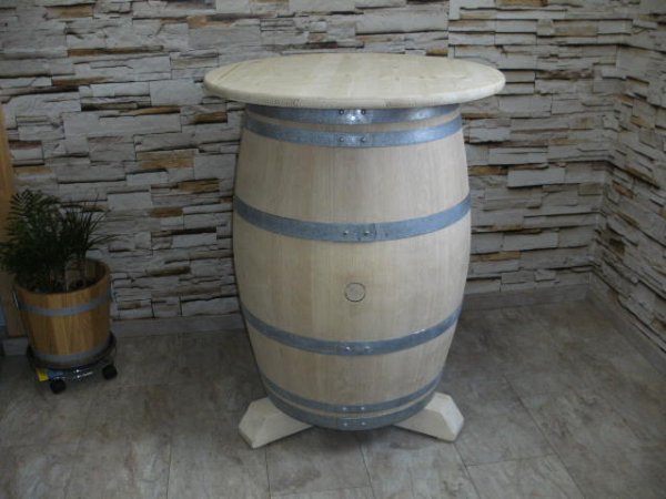 Glas Fasstisch-Rustika Tischplatte D.80cm, Gesamthöhe 110-/115cm