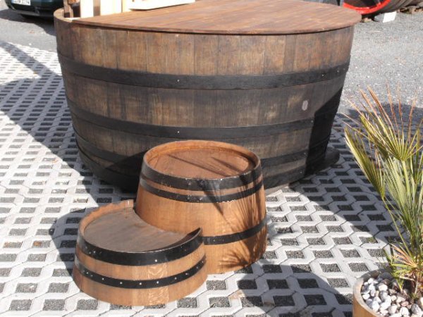 Fasstreppe-Standard - Badefass Einstiegstreppe aus Eichenholz